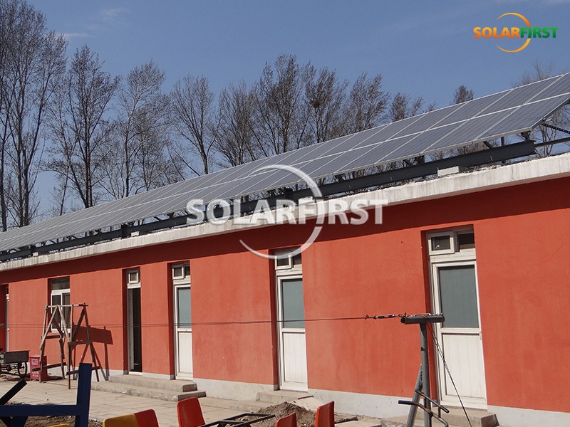 中国における20KWp鋼製屋根架台