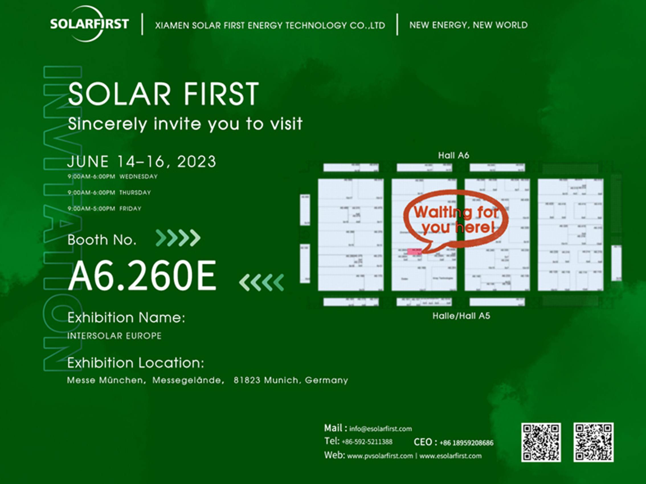 展示会へのご招待丨Solar FirstがIntersolar Europe 2023であなたを待っています!